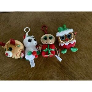 New TY Beanie Boos Plush Keychain Bag Clips charms Lot Holiday Christmas Festive